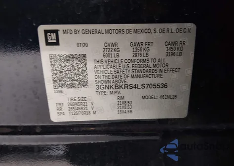 2020 Chevrolet Blazer Awd Rs z USA, uszkodzony, nr VIN 3GNKBKRS4LS705536